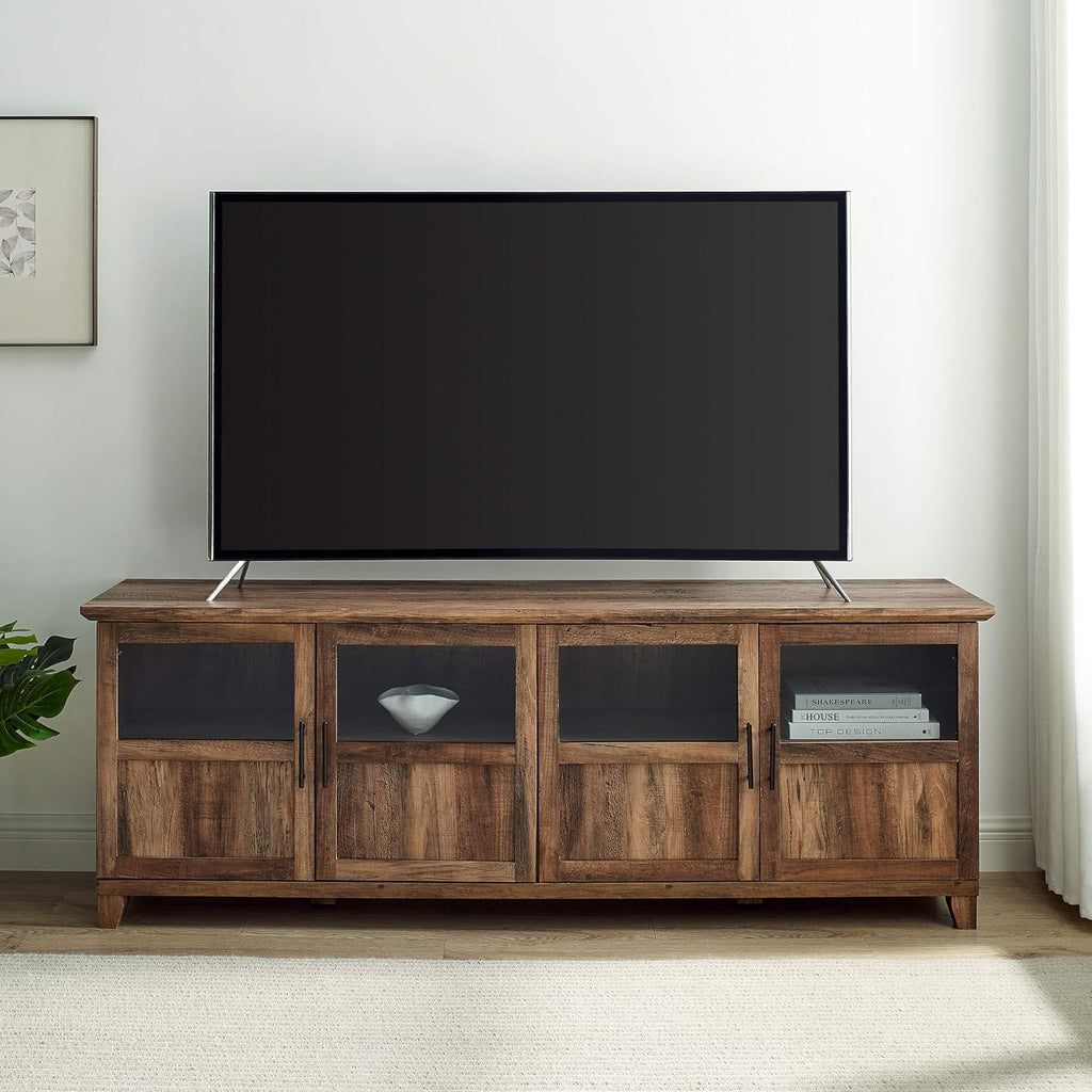 70 Inch Rustic Oak Glass and Wood TV Stand D229