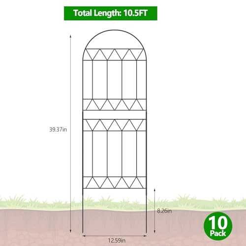 10 Pack Rustproof Metal Garden Fence Panels R89515