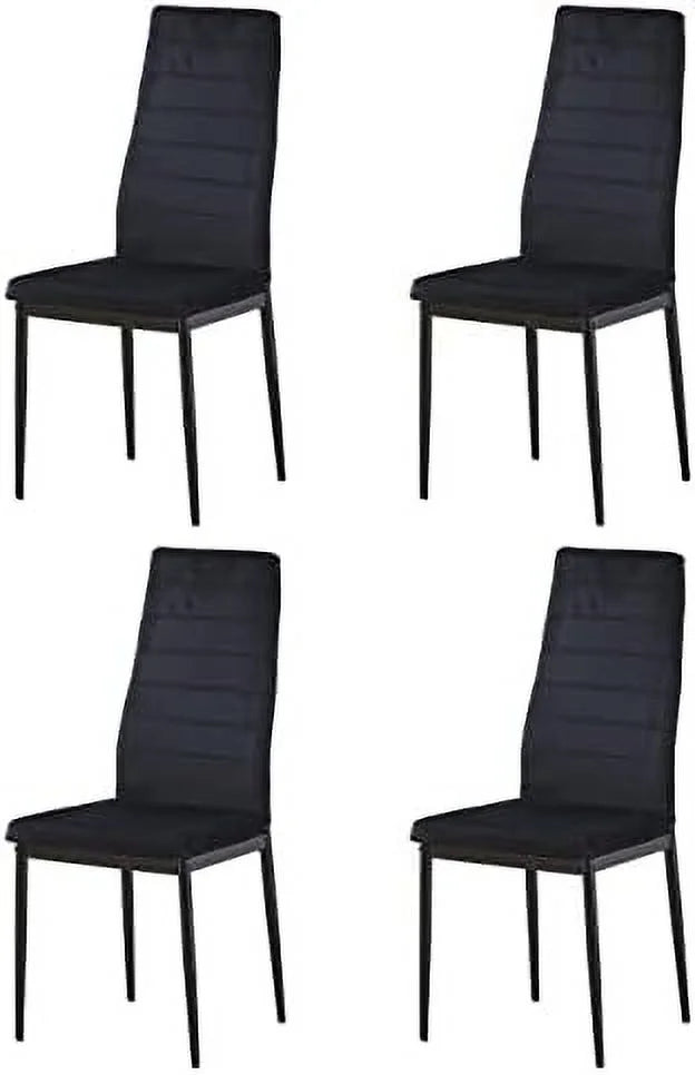 Rectangular Dining Table Chair Set with Glass Stainless Steel Legs Q575