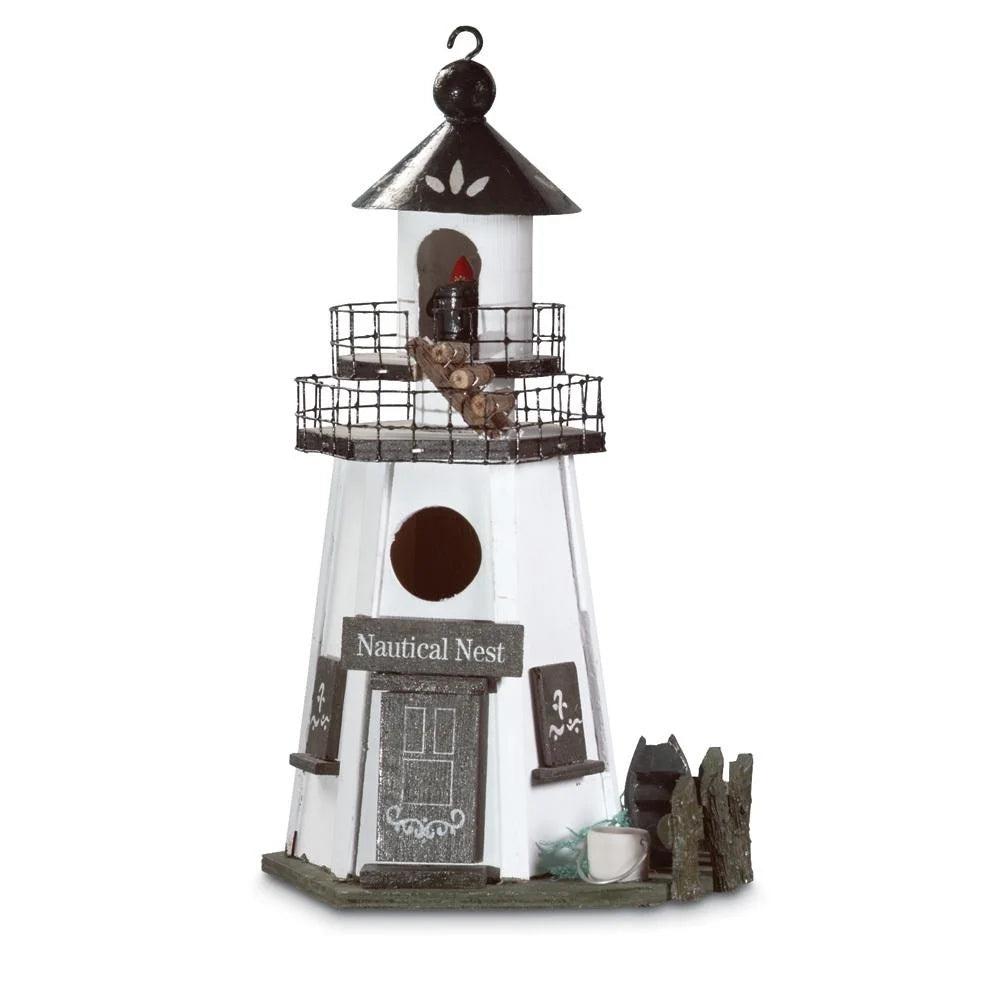 Nautical Wood Lighthouse Bird House E145