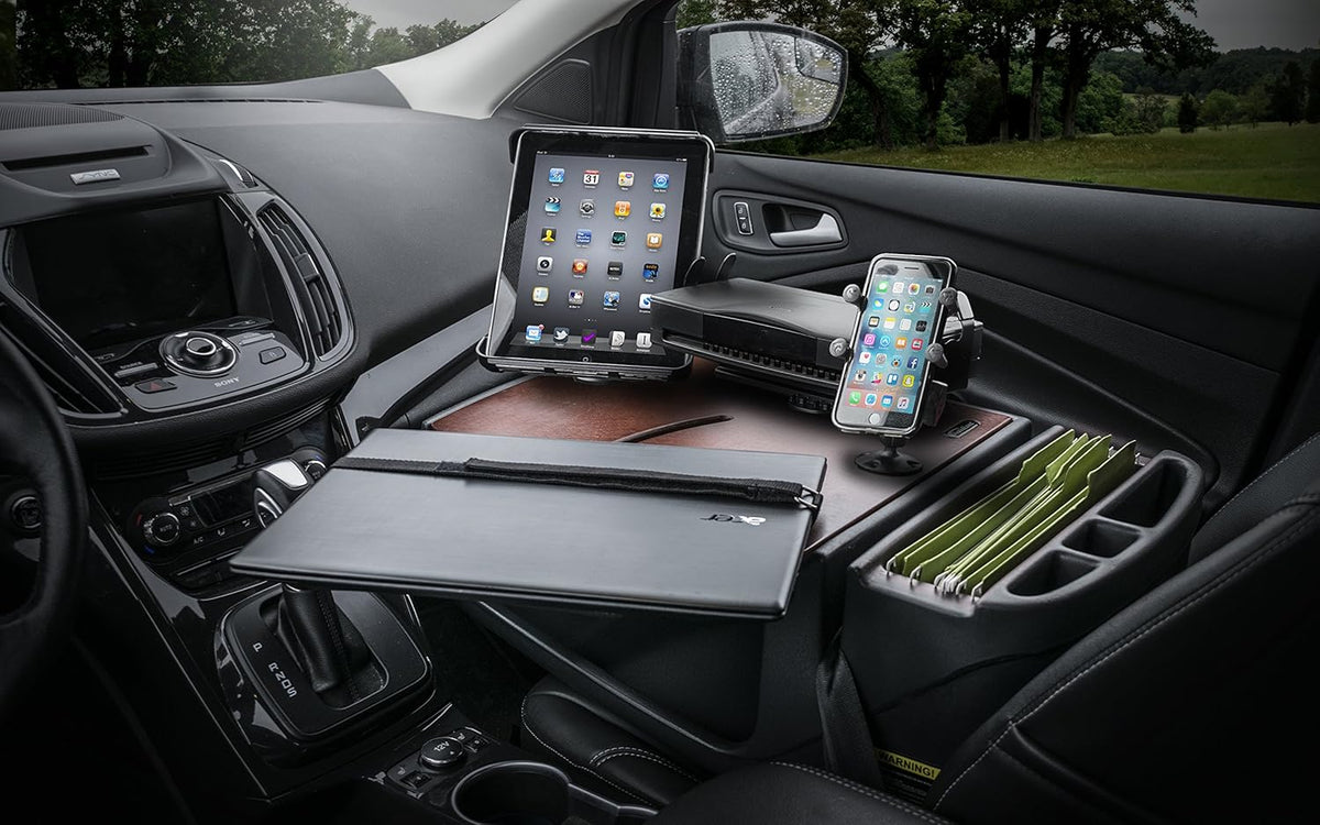 Car Desk with Power Inverter, Phone Mount and Printer Stand C8538
