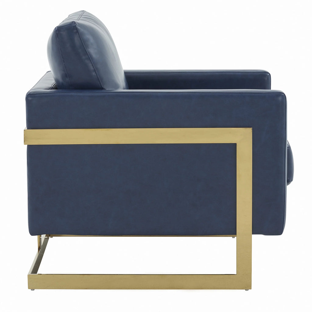 Navy Blue Leather Accent Chair M6082