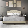 Beige Linen Upholstered Platform Bed H637