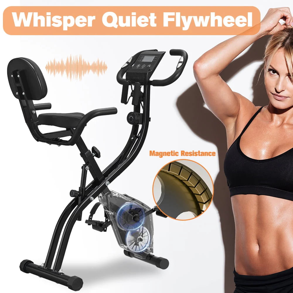 Folding Portable Exercise Bike with Arm Resistance Band S7315
