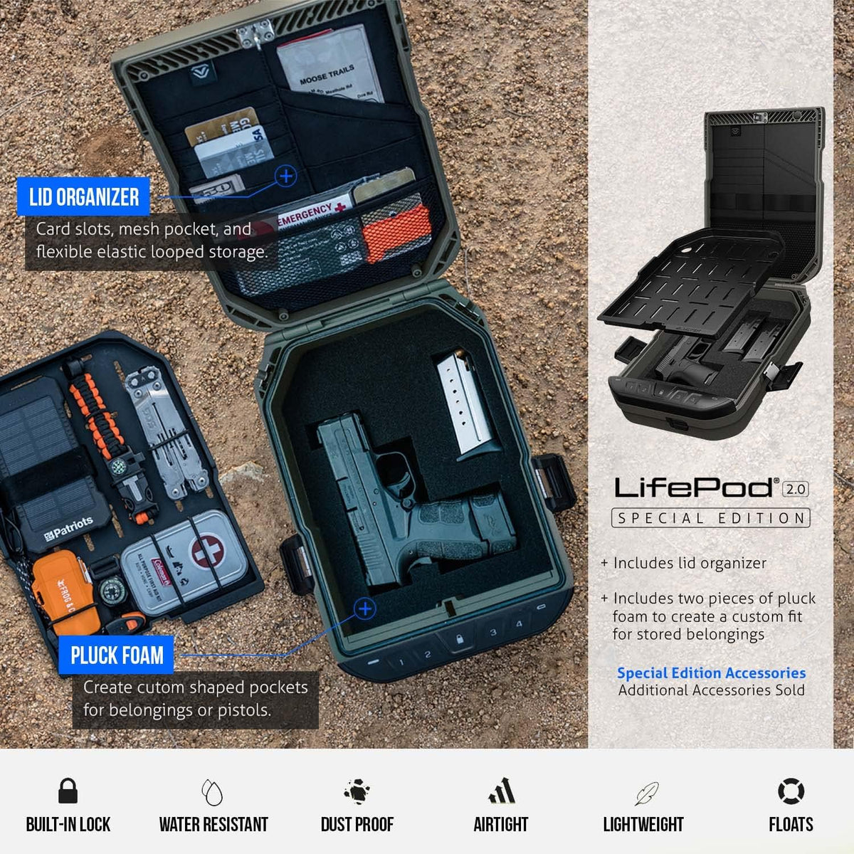 Waterproof Electronic Lock Portable Handgun Case with Backlit Keypad K498791