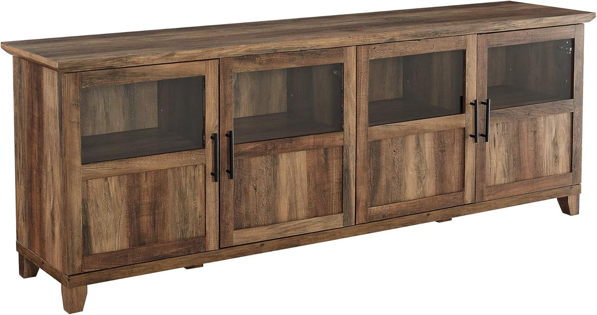 70 Inch Rustic Oak Glass and Wood TV Stand D229