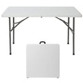 6 ft White Plastic Folding Table with Steel Legs H21848