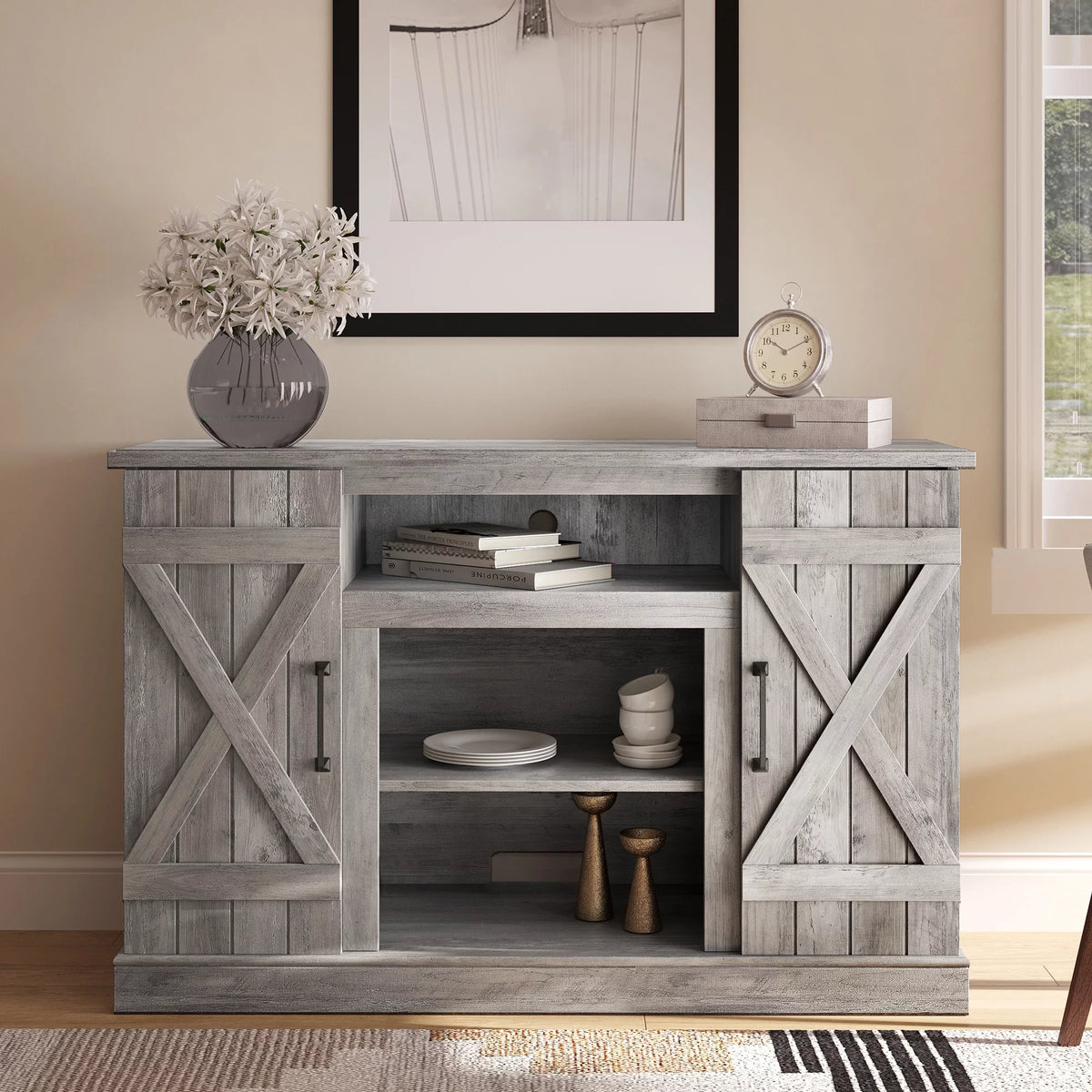 Gray Wash TV Stand Media Entertainment Center H780679