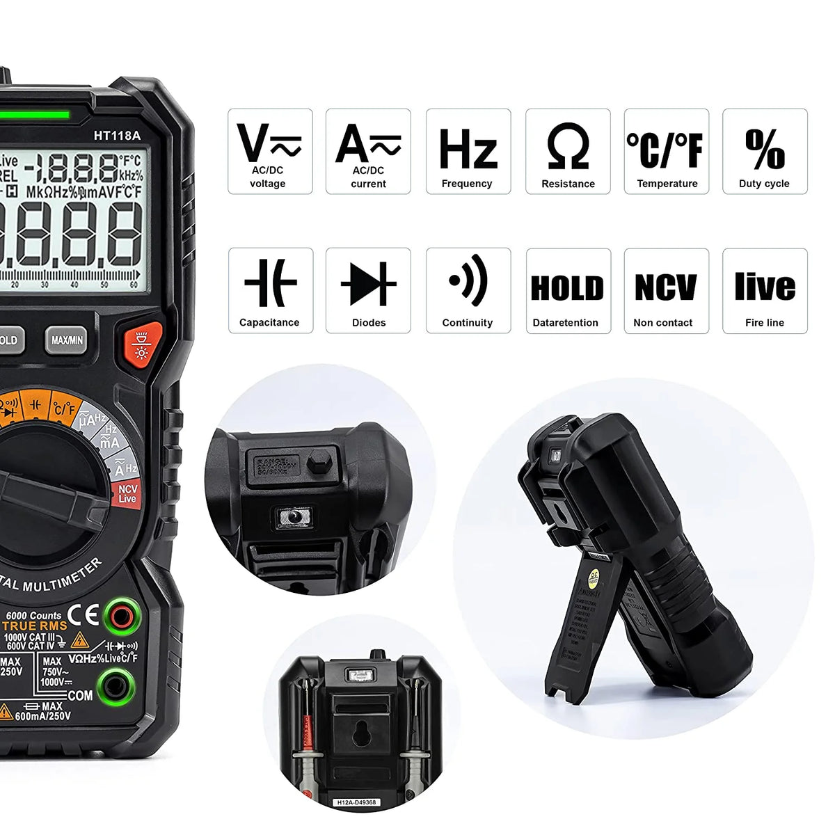 Auto-Ranging Digital Multimeter TRMS 6000 Counts V9940