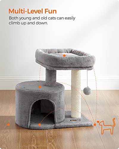 Light Gray Cat Tree Tower with Sisal Scratching Post G697292