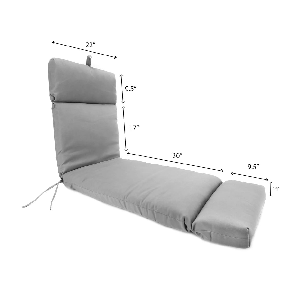 Green Outdoor Chaise Lounge Cushion with Ties S1524