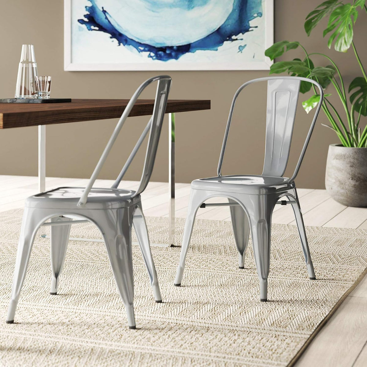 Stackable Metal Dining Chairs Set of 4 Red B339244
