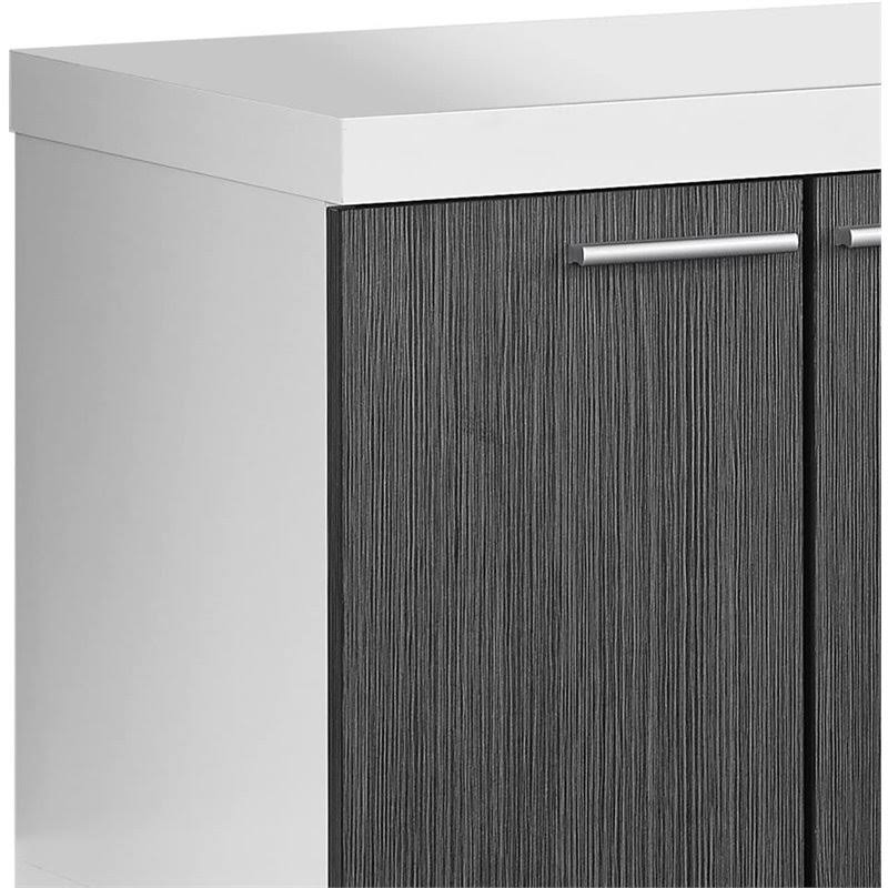 60x22 TV Console with 2 Storage Cabinets in White and Gray Y73827