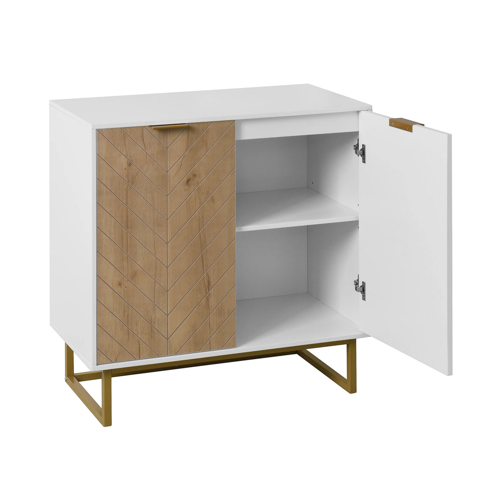 White and Gold Storage Cabinet with 2 Doors O235305
