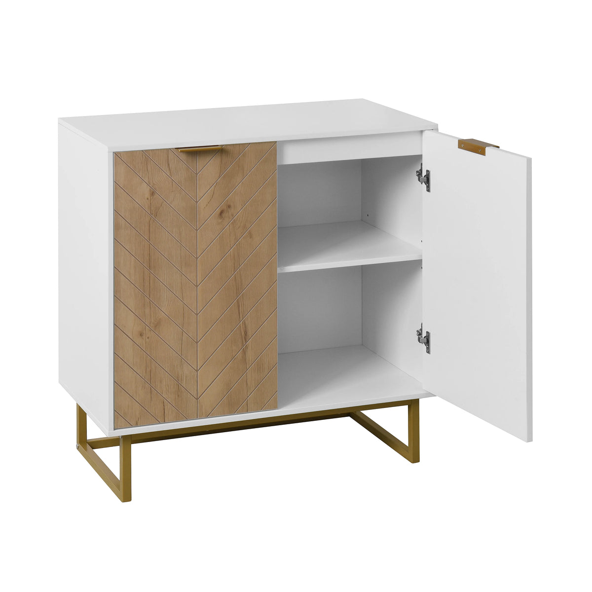 White and Gold Storage Cabinet with 2 Doors O235305