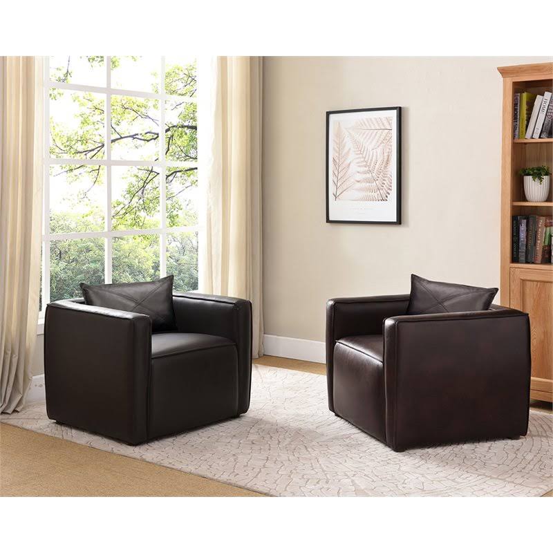 Brown Faux Leather Accent Chair C825