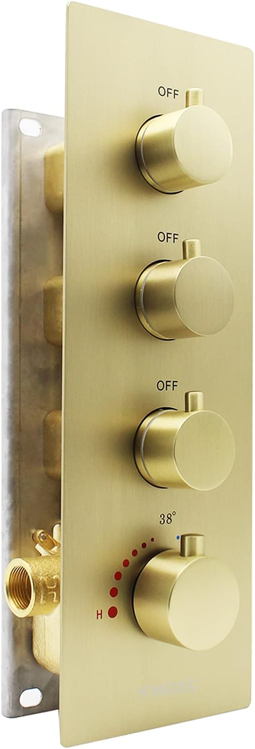 Brass 4 Outlet Thermostatic Shower Diverter Mixer Valve with Round Knobs in Chrome U570116