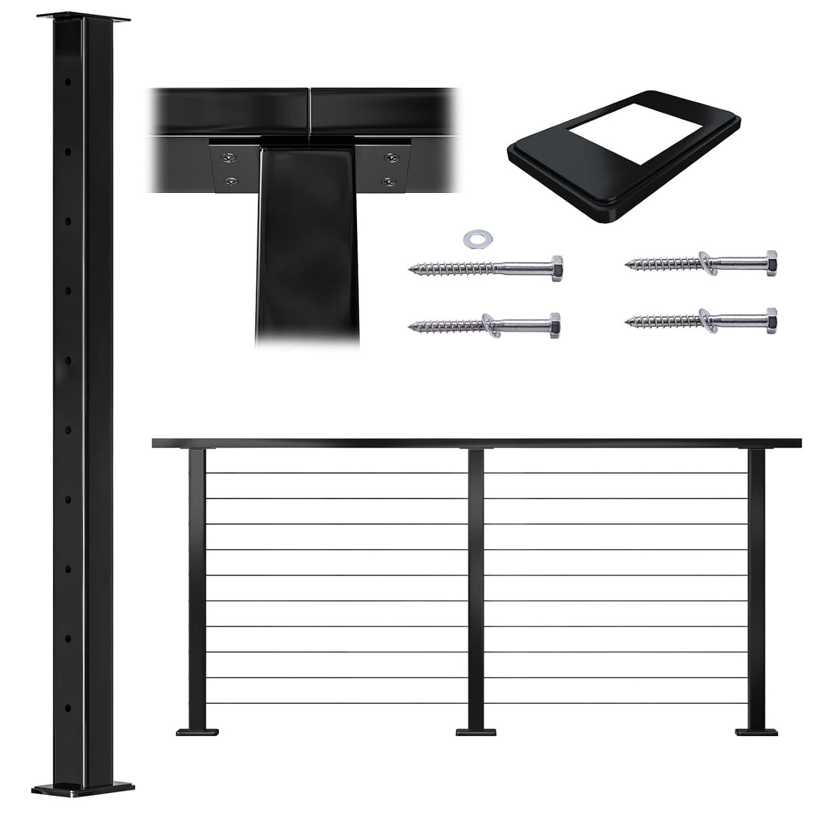 Black Stainless Steel Cable Railing Post K621