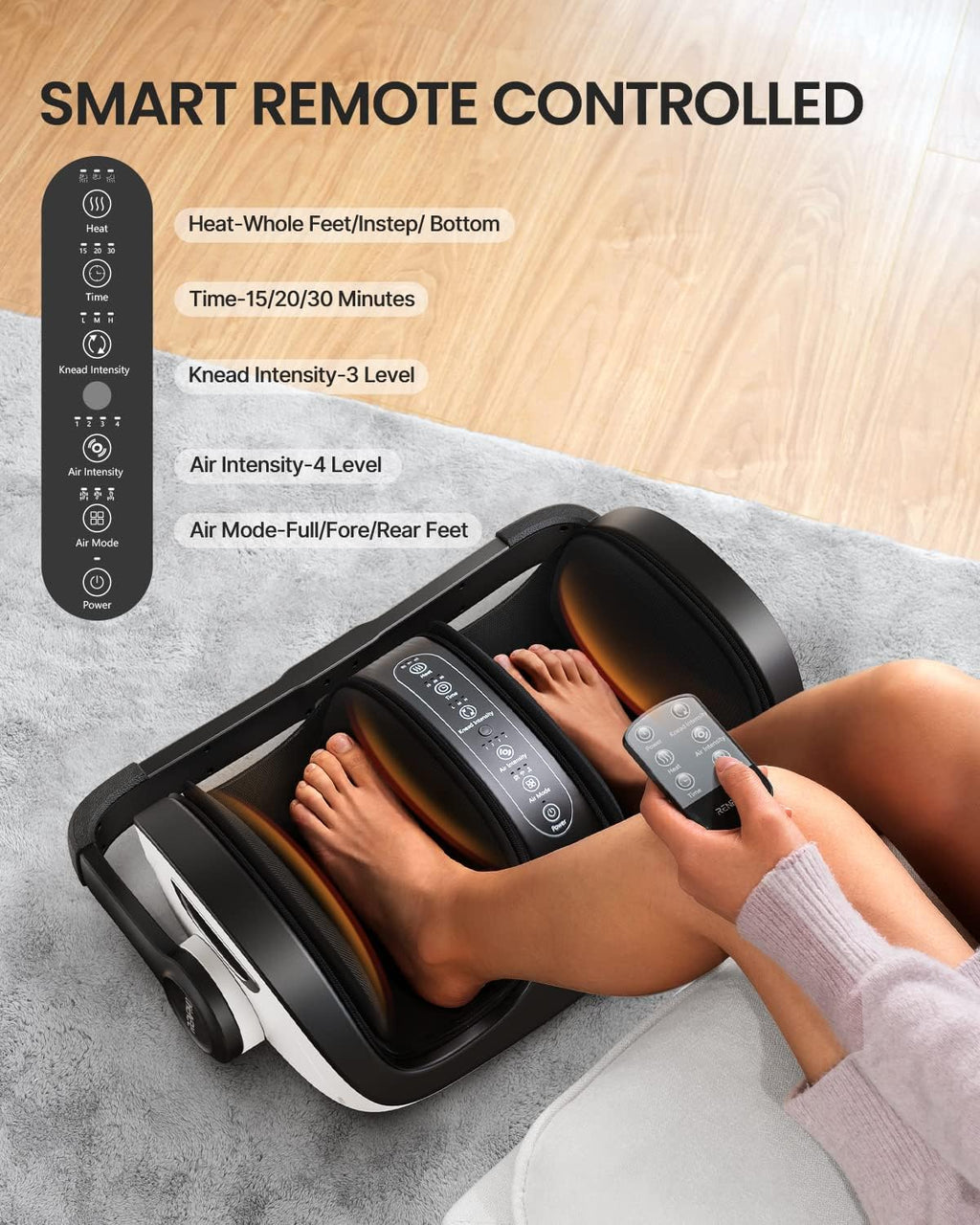 Shiatsu Foot and Calf Massager with Heat and Remote E2376