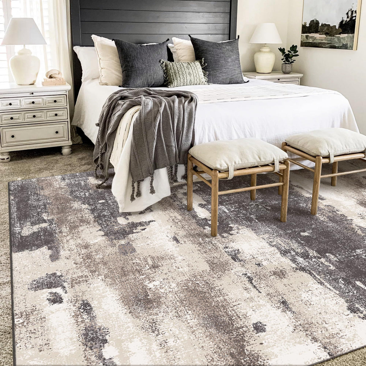 5x7 Abstract Machine Washable Area Rug S829