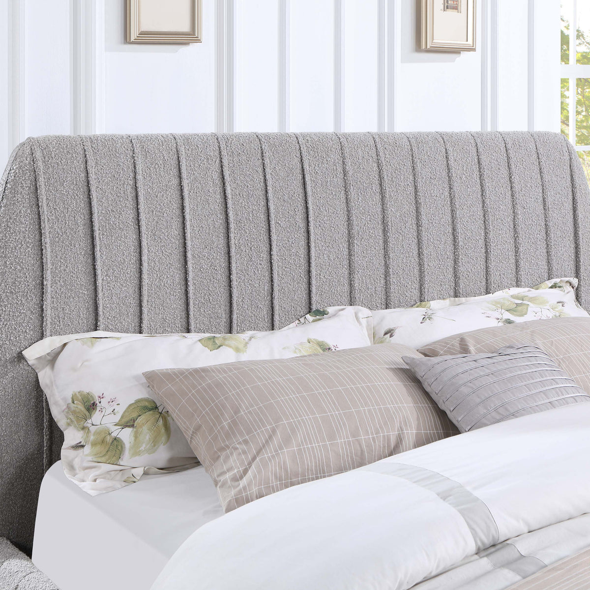 Gray California King Fabric Panel Bed D181
