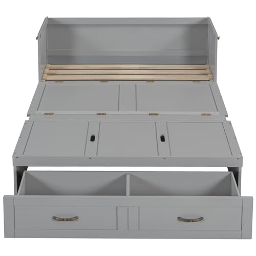 Full Size Murphy Bed Chest with USB Charging Station and Storage Drawer V92048