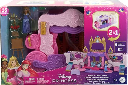 Disney Princess Carriage to Castle Transforming Playset with Doll C271459