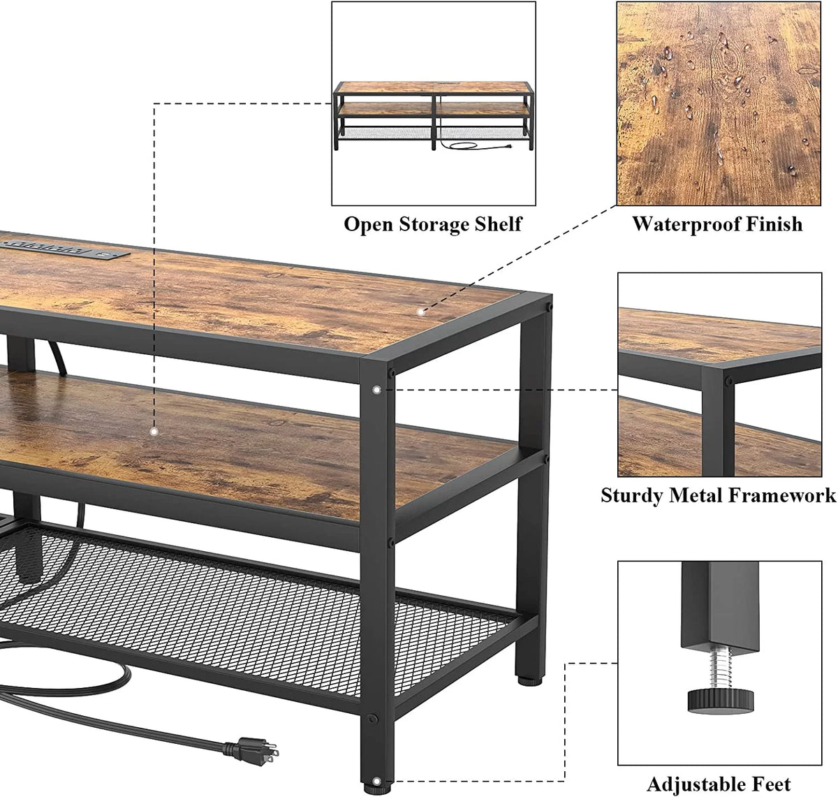Rustic Brown and Oak TV Stand for 65 70 Inch TV T136578