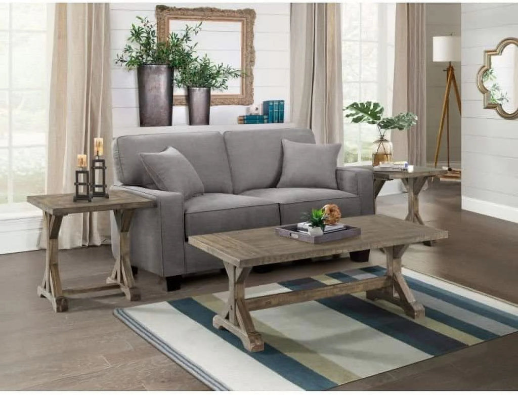 48" Solid Wood Trestle Base Coffee Table in Walnut Brown X48150