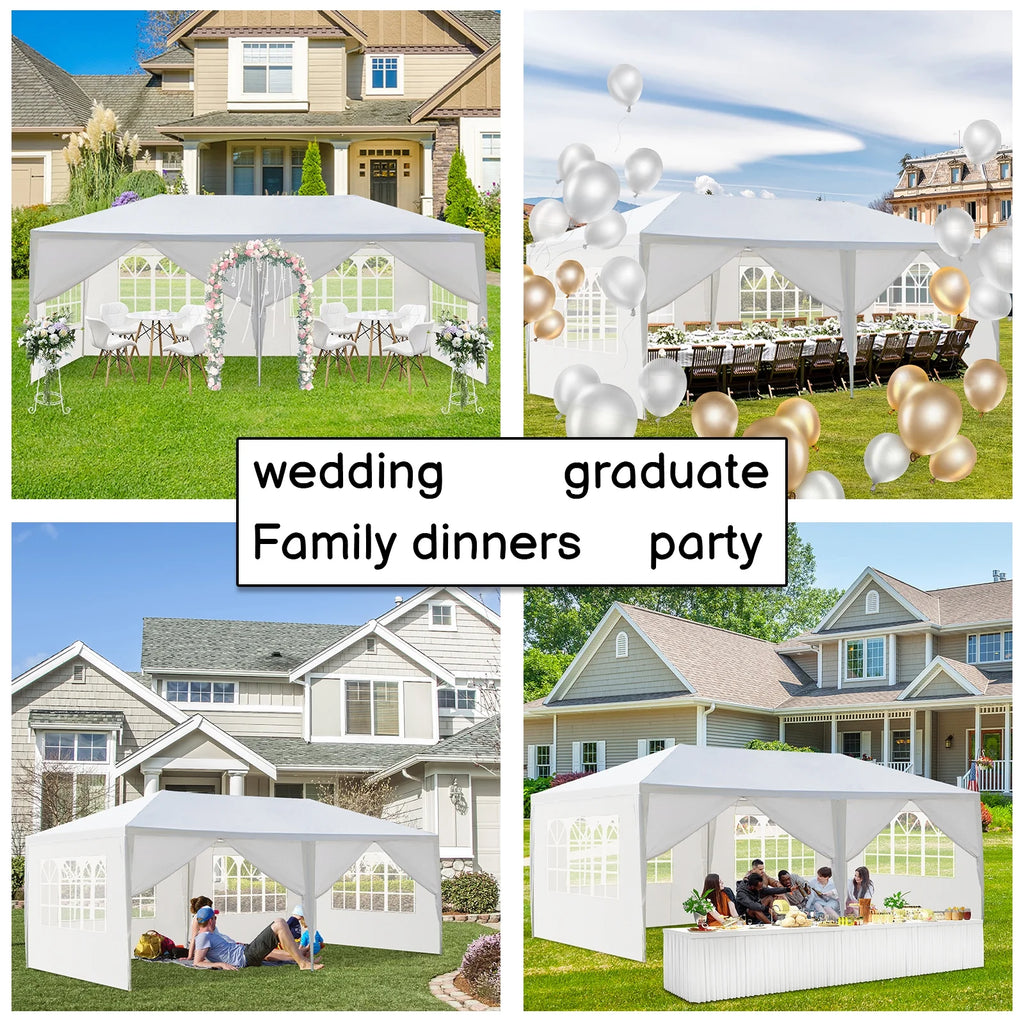 10'x 20' White Party Tent with Sides Q6384