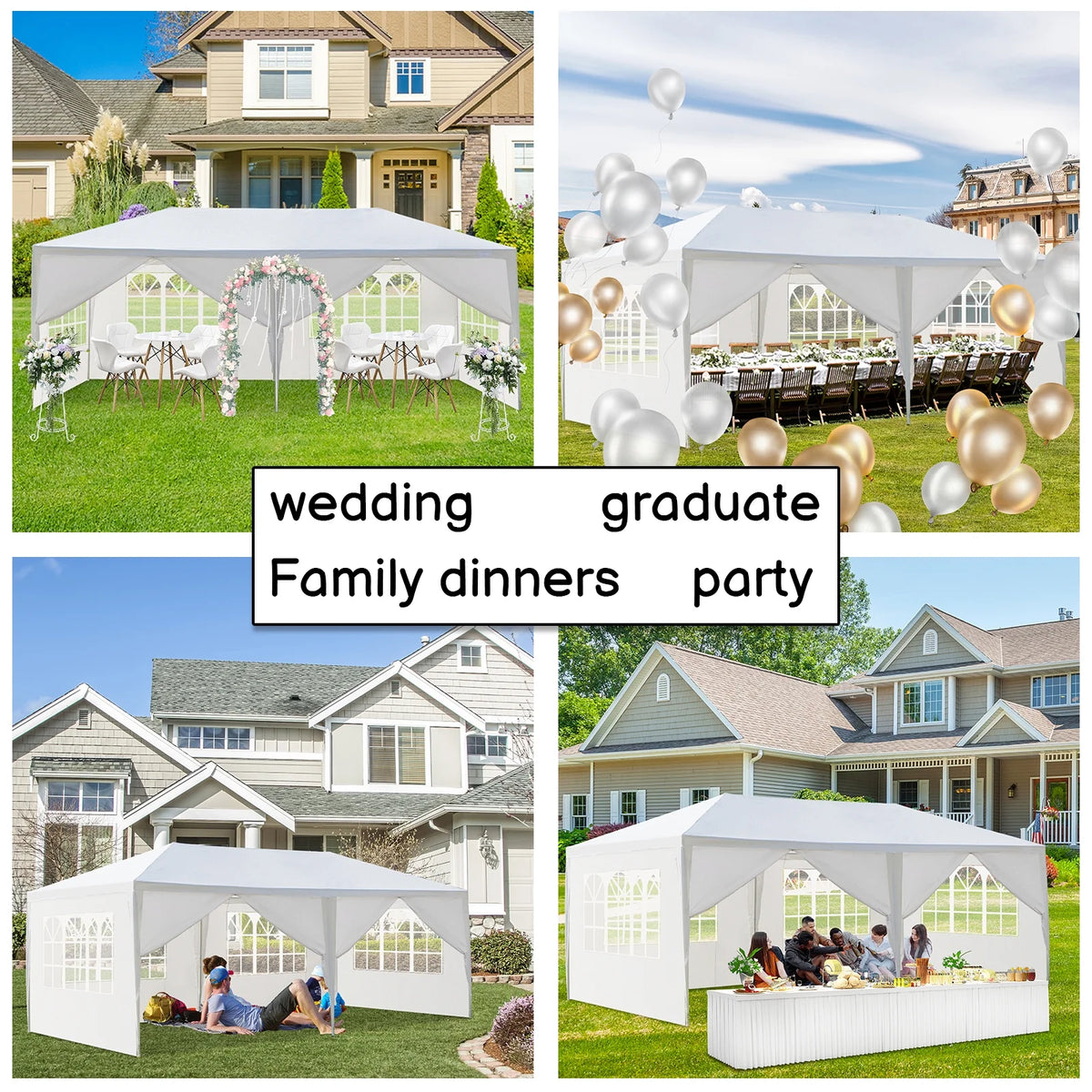 10'x 20' White Party Tent with Sides Q6384