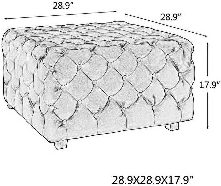 Gray Velvet Tufted Ottoman A162