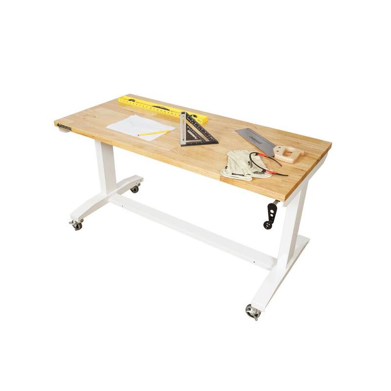 Adjustable Height Work Table in White D512241