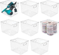Clear 8 Pack Plastic Storage Organizer Bin Basket with Handle T64464
