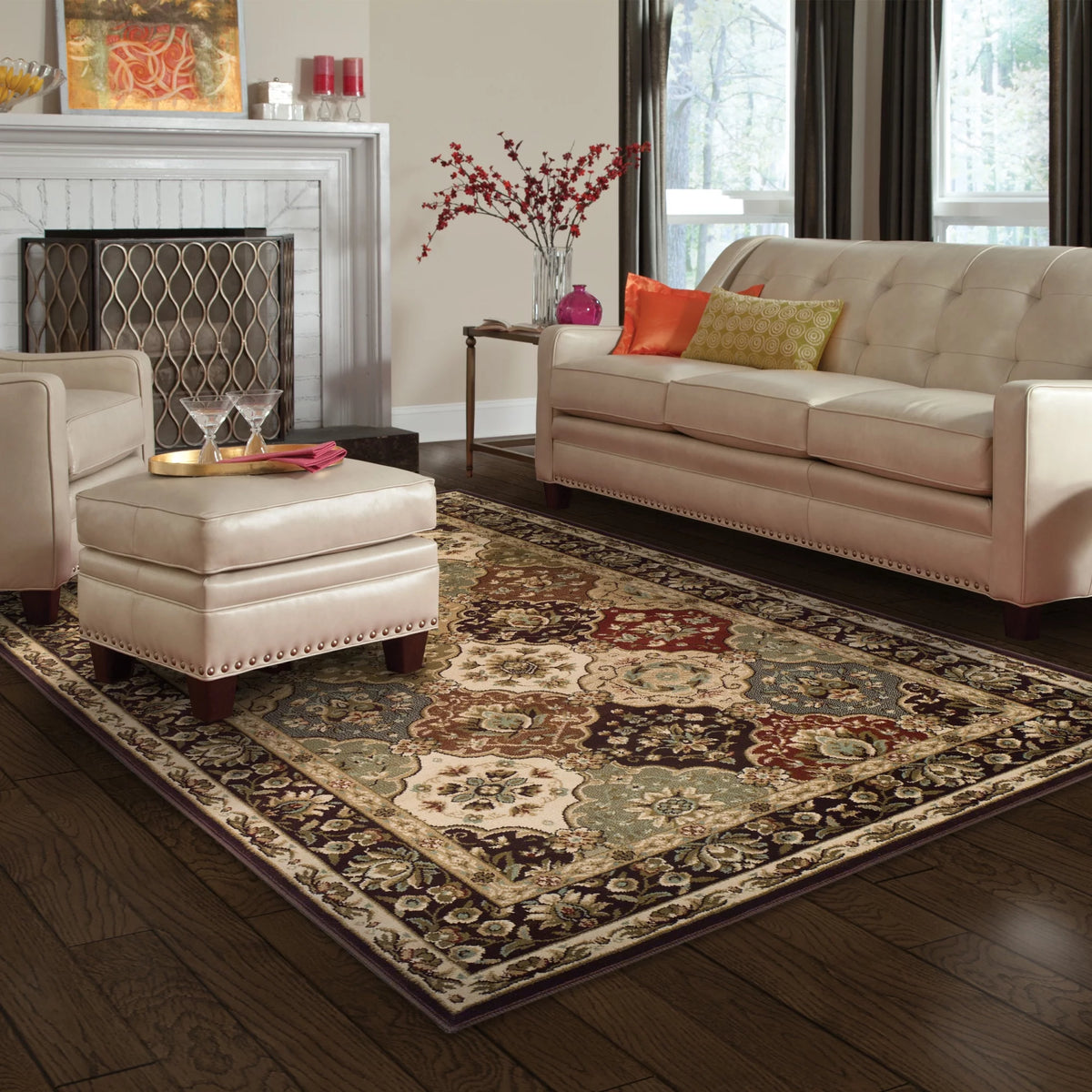 Chocolate 8' x 10' Floral Indoor Area Rug J53350
