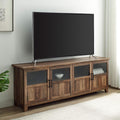 70 Inch Rustic Oak Glass and Wood TV Stand D229