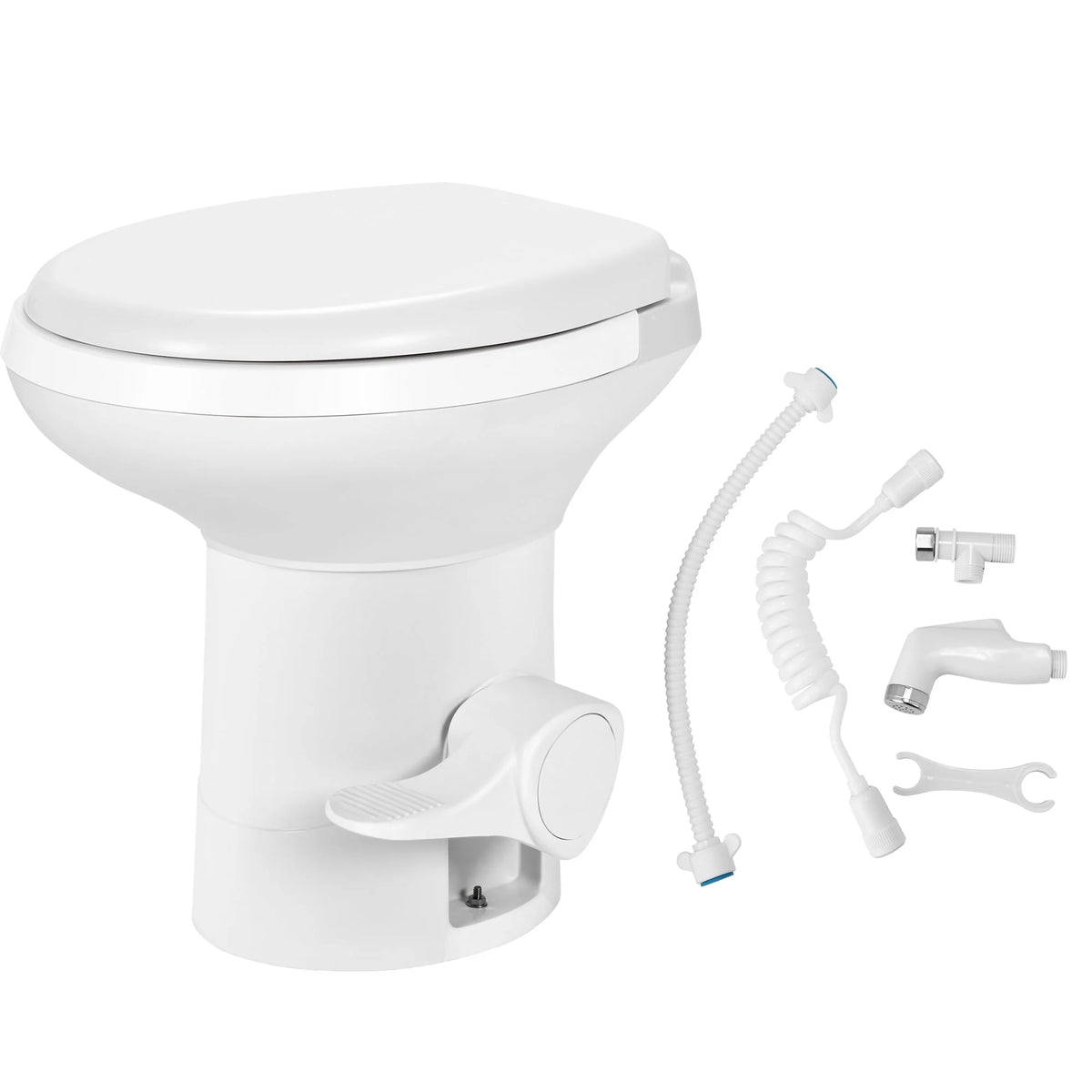 Portable RV Toilet with Pedal Flush White B14703
