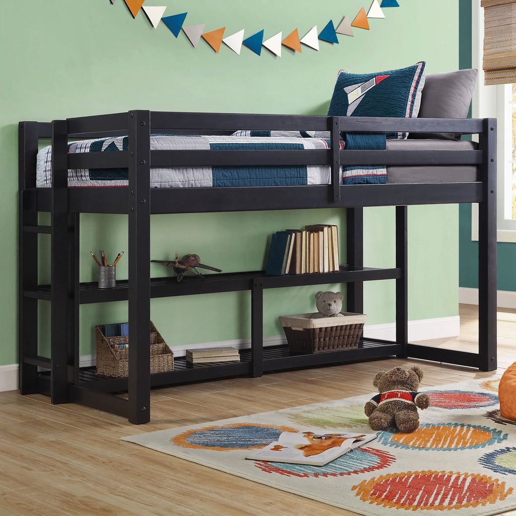 Black Twin Loft Storage Bed Z253401