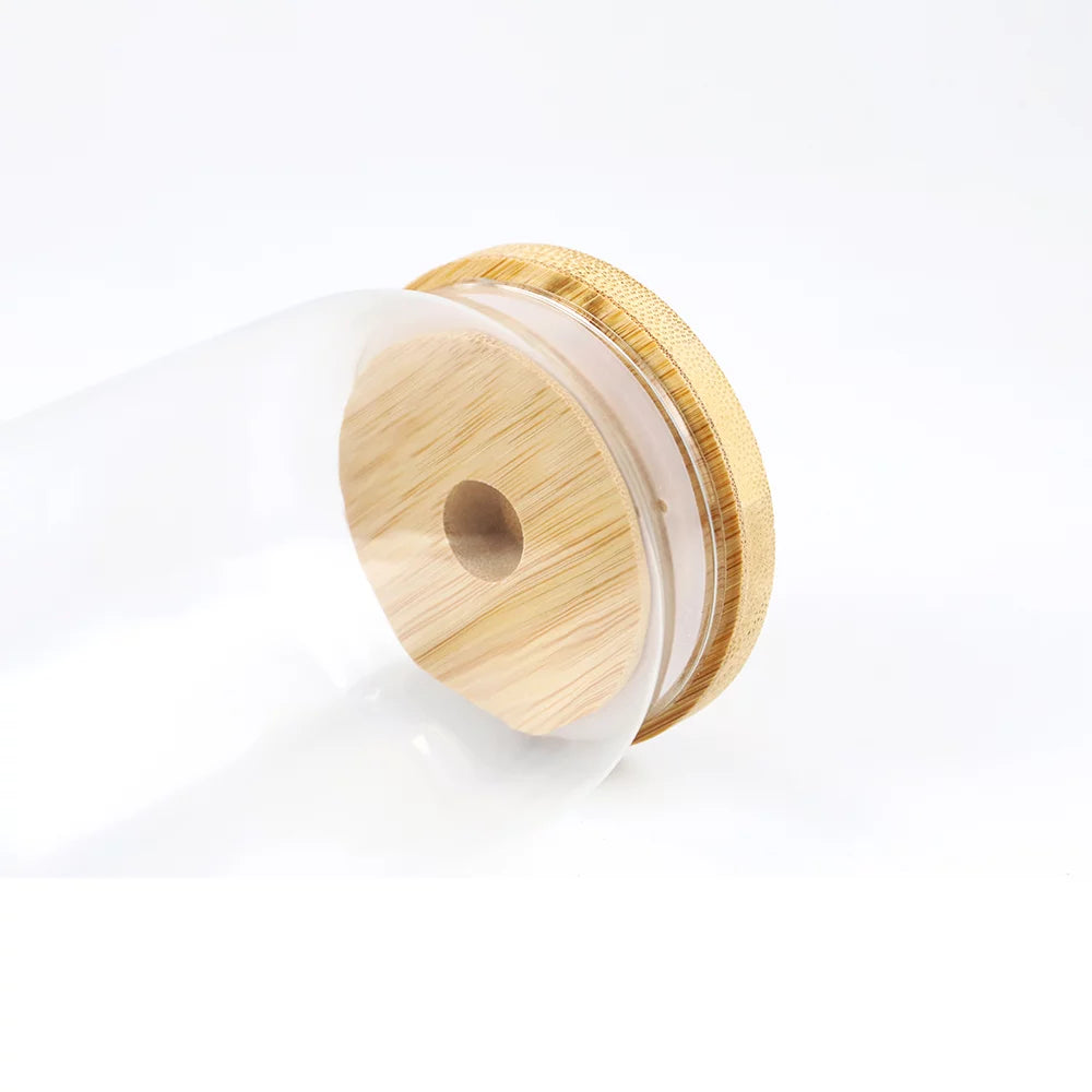 48 Pack 16oz Sublimation Blank Glass Cups with Bamboo Lid and Glass Straw U413402