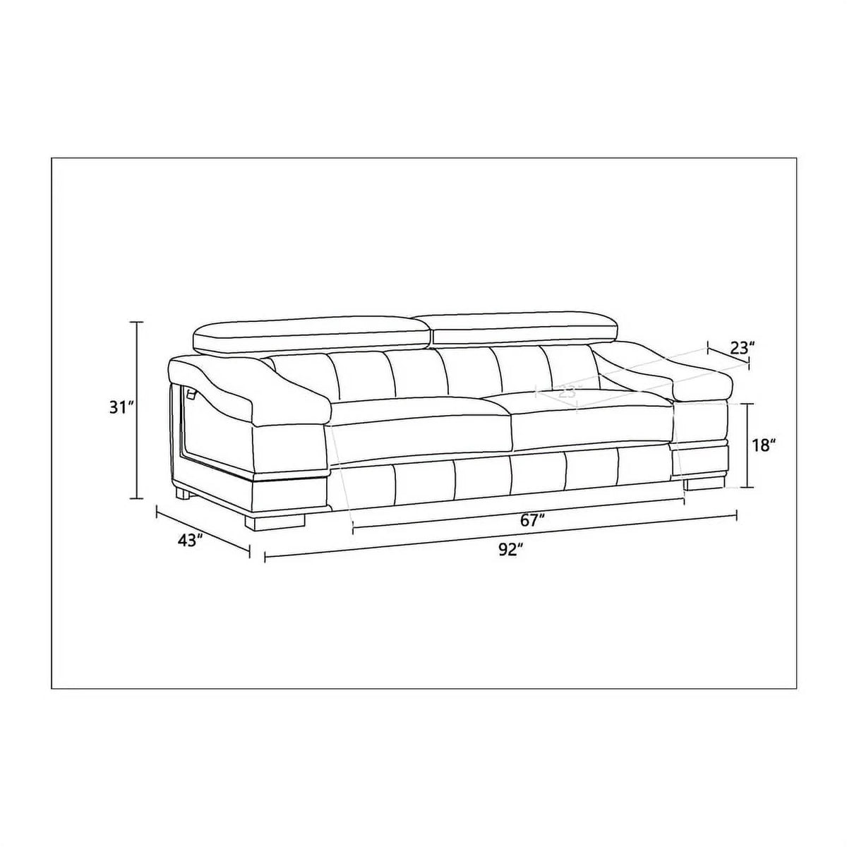 Light Gray Italian Leather Sofa L800671
