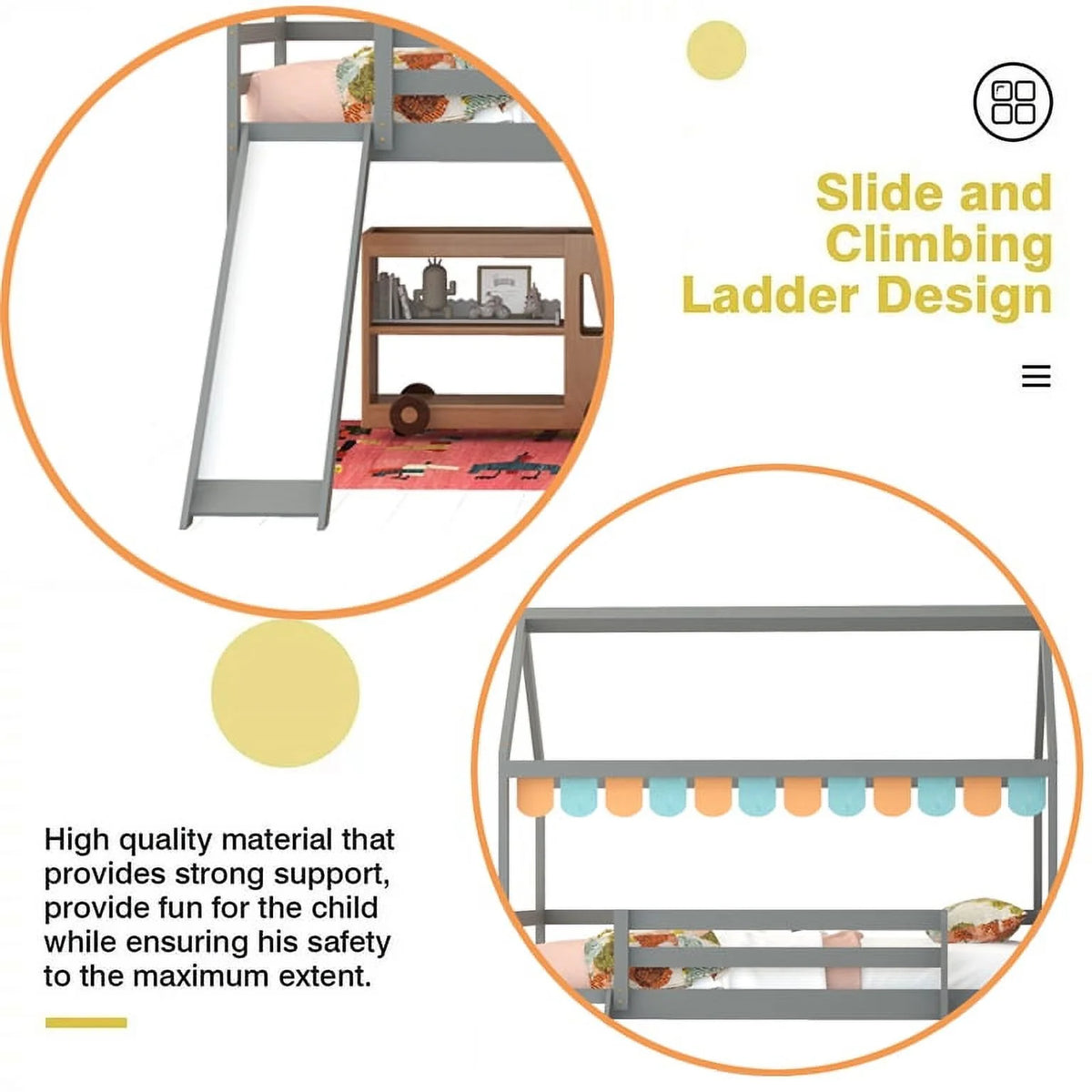 Twin Wood Loft Bed with Slide and Ladder S56243