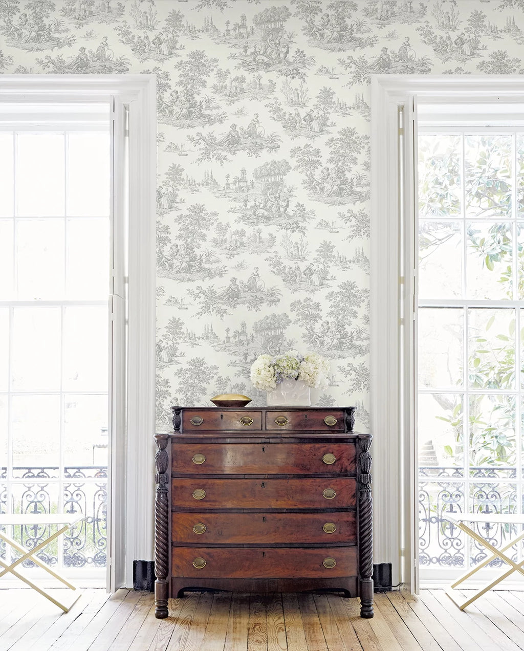 Grey Toile Peel and Stick Wallpaper N491