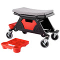 300 lbs Capacity Rolling Mechanic Seat with 4" Wheels and Tool Trays N68009