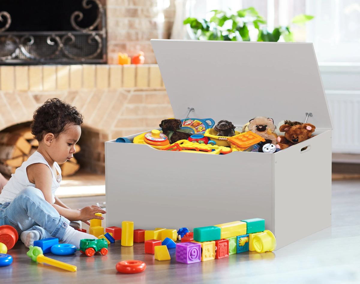 White Wooden Toy and Storage Box J533833