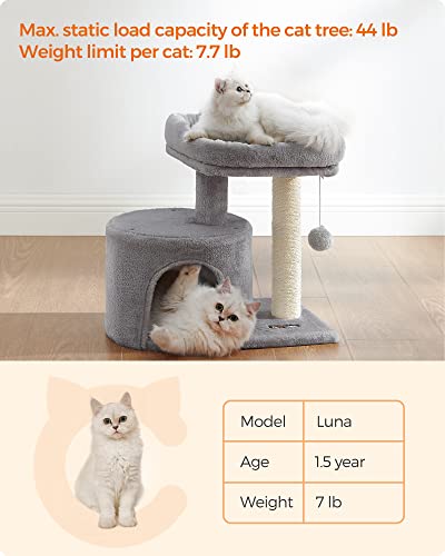 Light Gray Cat Tree Tower with Sisal Scratching Post G697292