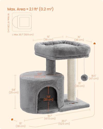 Light Gray Cat Tree Tower with Sisal Scratching Post G697292