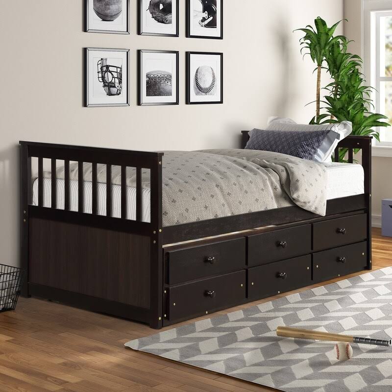 Twin Bed with Trundle and Storage Drawers E11755