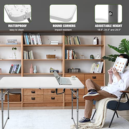 4 Foot Heavy Duty Plastic Folding Table with Carrying Handle M532651