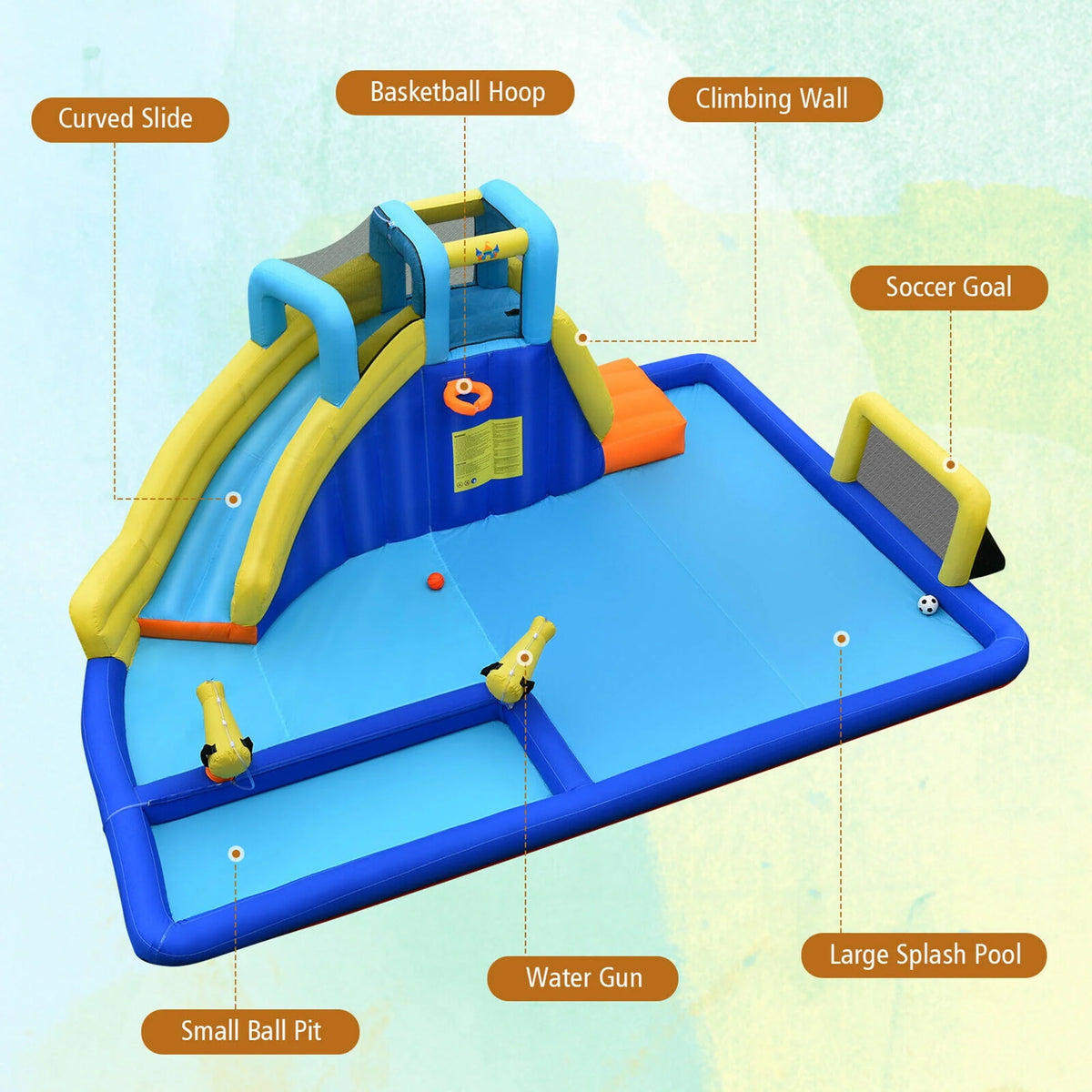 Inflatable Water Slide Bounce House Splash Pool with Blower P652
