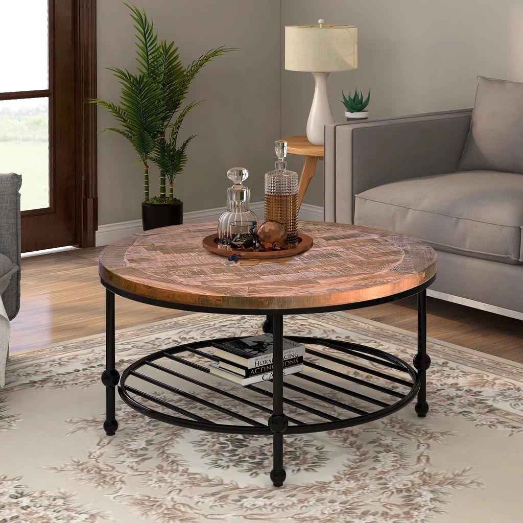 Round Coffee Table with Storage Shelf Z677